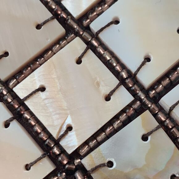 Mod By Design Beaded Wristlet – Mother of Pearl & Horn Tile Pouch - Picture 6 of 11